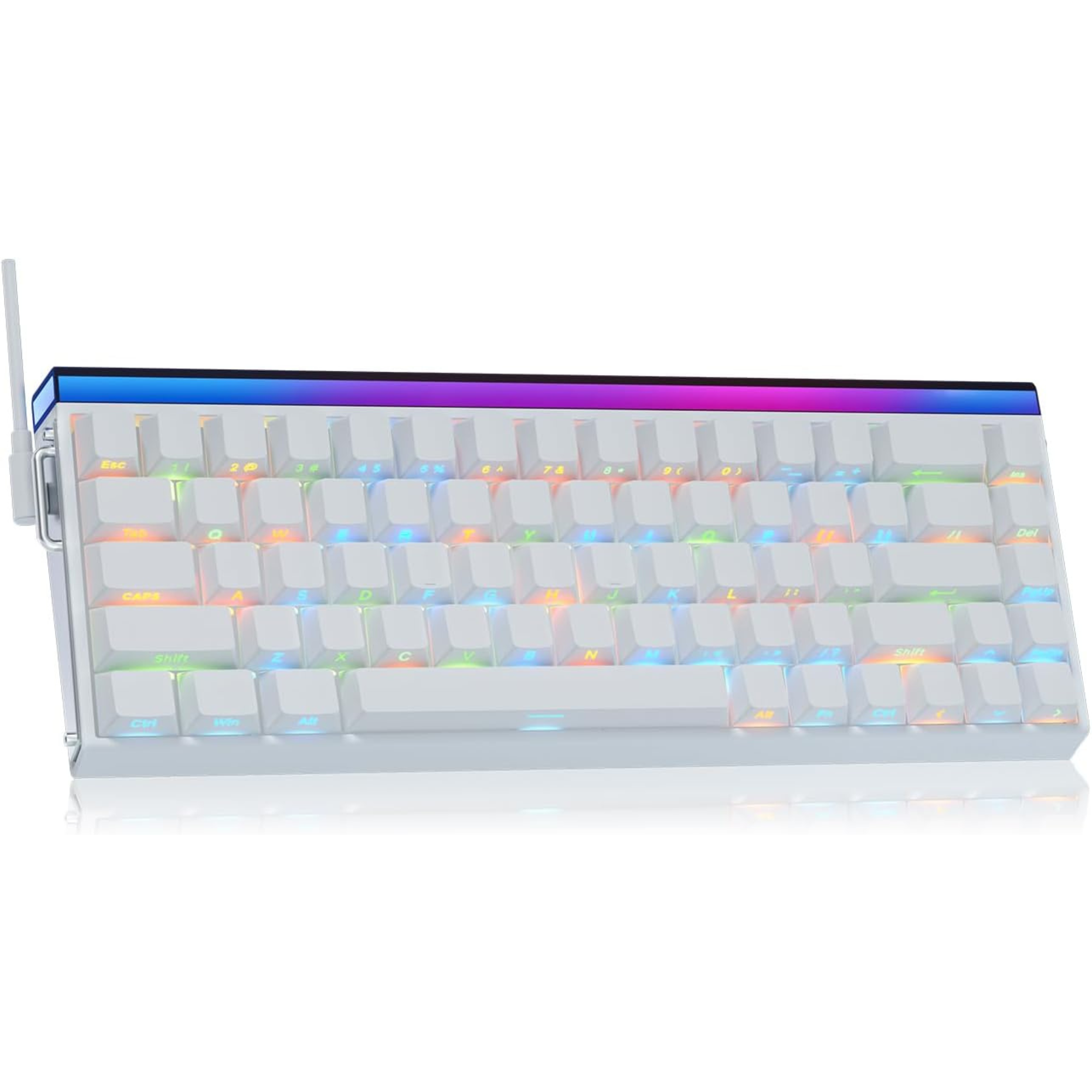 Gaming keyboard with RGB backlighting on a white background