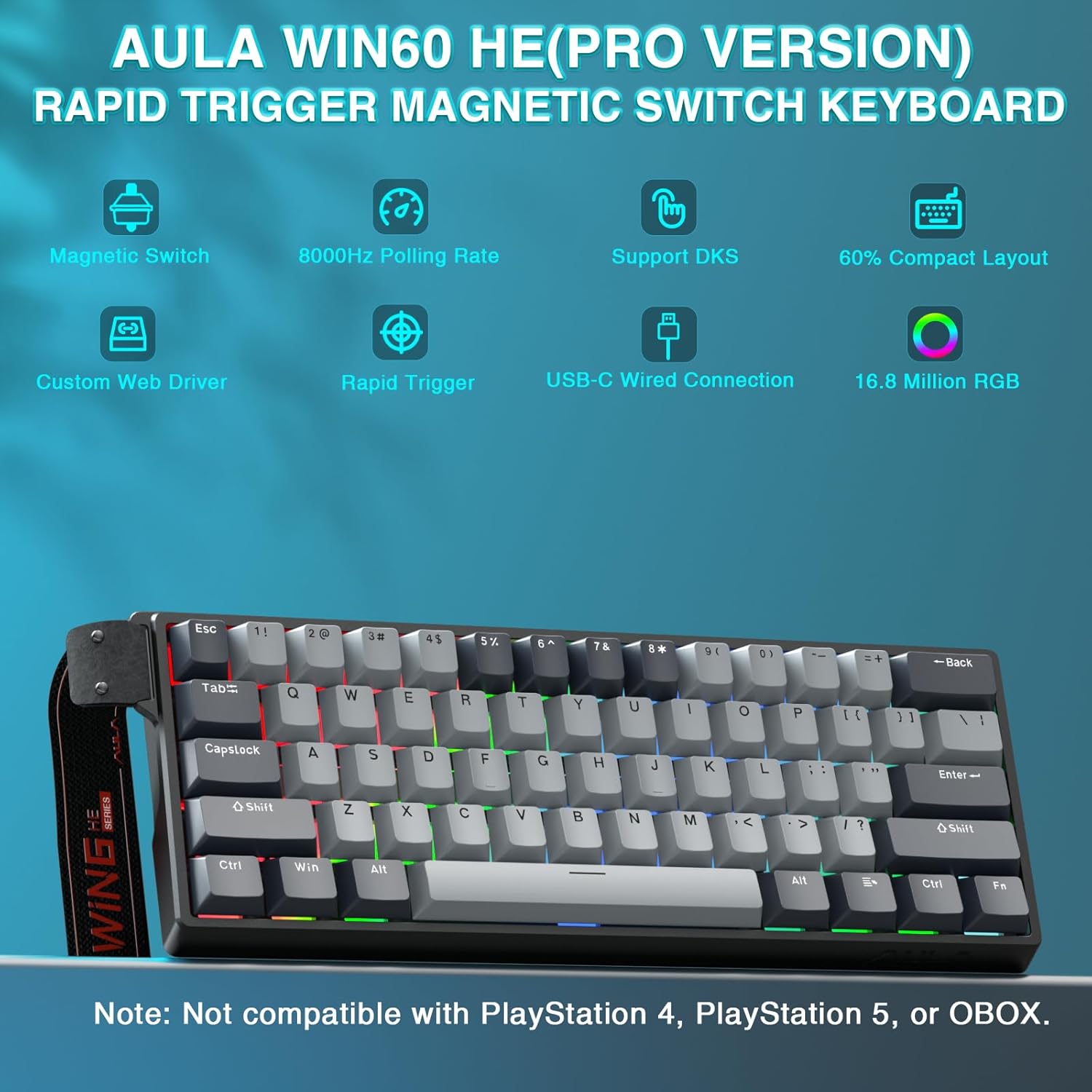 Black mechanical keyboard with black and grey keys.
