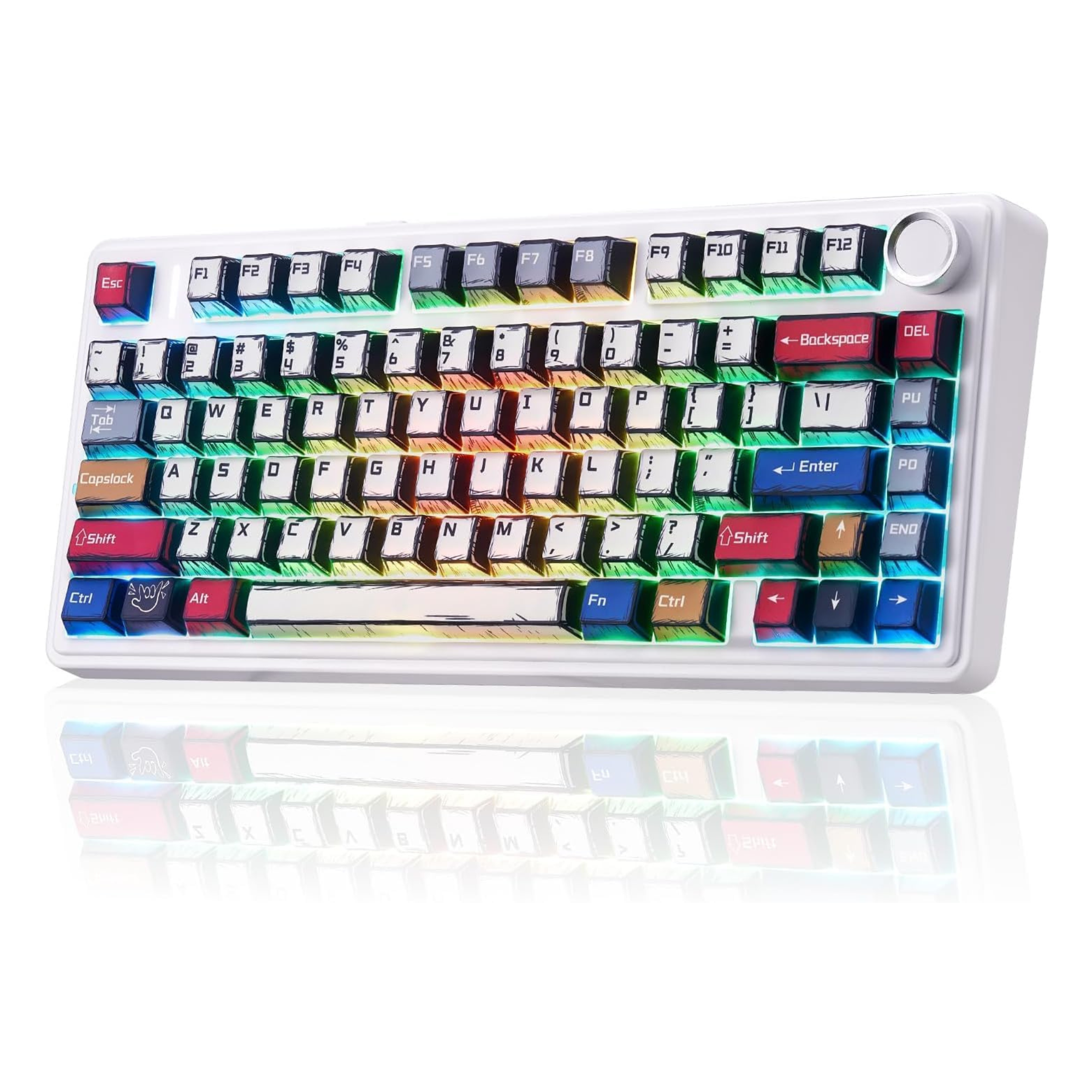 Colorful keyboard with a white frame on a white background
